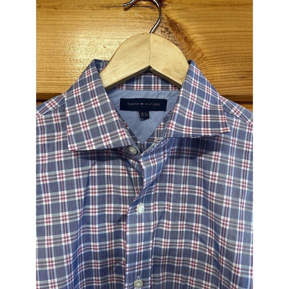 Tommy Hilfiger Men Special Edition Plaid Shirt (15 1/2 (34-35) Blue/red/white)
